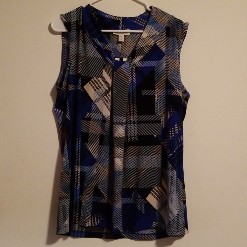 Black, blue white and cream dressy tank